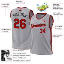 Load image into Gallery viewer, Custom Gray Red-Black Authentic Throwback Basketball Jersey
