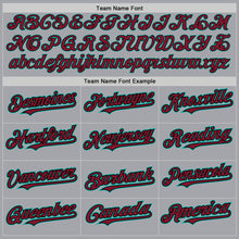 Load image into Gallery viewer, Custom Gray Crimson Black-Aqua Authentic Baseball Jersey
