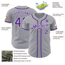 Load image into Gallery viewer, Custom Gray Purple-White Authentic Baseball Jersey
