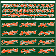 Load image into Gallery viewer, Custom Green White Pinstripe Orange-White Authentic Baseball Jersey
