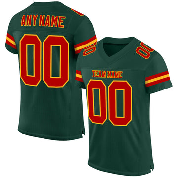Custom Green Red-Gold Mesh Authentic Football Jersey