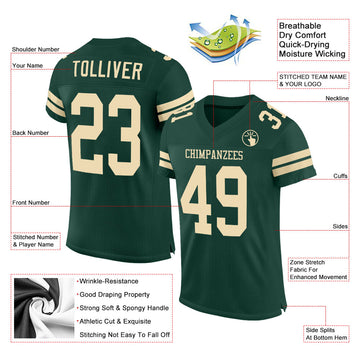 Custom Green Cream Mesh Authentic Football Jersey