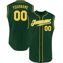 Load image into Gallery viewer, Custom Green Gold-White Authentic Sleeveless Baseball Jersey
