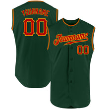 Load image into Gallery viewer, Custom Green Red-Gold Authentic Sleeveless Baseball Jersey
