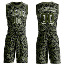 Load image into Gallery viewer, Custom Green Olive-Black Round Neck Sublimation Basketball Suit Jersey
