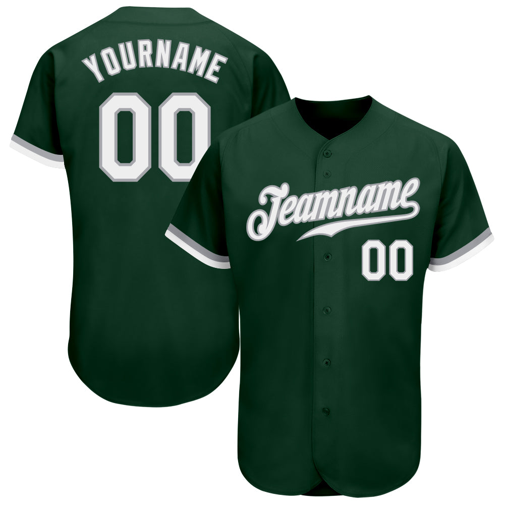 Custom Green White-Gray Authentic Baseball Jersey