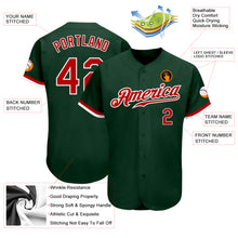 Load image into Gallery viewer, Custom Green Red-White Authentic Baseball Jersey
