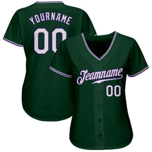 Load image into Gallery viewer, Custom Green White-Purple Authentic Baseball Jersey
