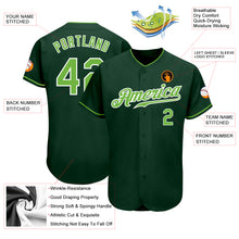 Load image into Gallery viewer, Custom Green Neon Green-White Authentic Baseball Jersey
