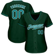 Load image into Gallery viewer, Custom Green Teal-White Authentic Baseball Jersey
