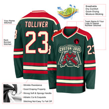Load image into Gallery viewer, Custom Green Cream-Red Hockey Jersey
