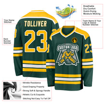 Load image into Gallery viewer, Custom Green Gold-White Hockey Jersey
