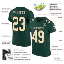 Load image into Gallery viewer, Custom Green Cream-Black Mesh Authentic Football Jersey
