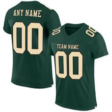 Load image into Gallery viewer, Custom Green Cream-Black Mesh Authentic Football Jersey
