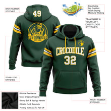 Load image into Gallery viewer, Custom Stitched Green White-Gold Football Pullover Sweatshirt Hoodie
