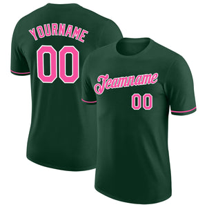 Custom Green Pink-White Performance T-Shirt