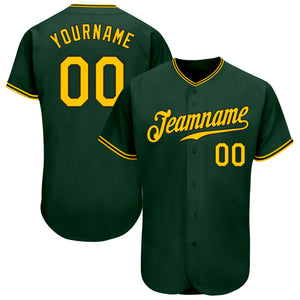 Custom Green Gold-Black Authentic Baseball Jersey