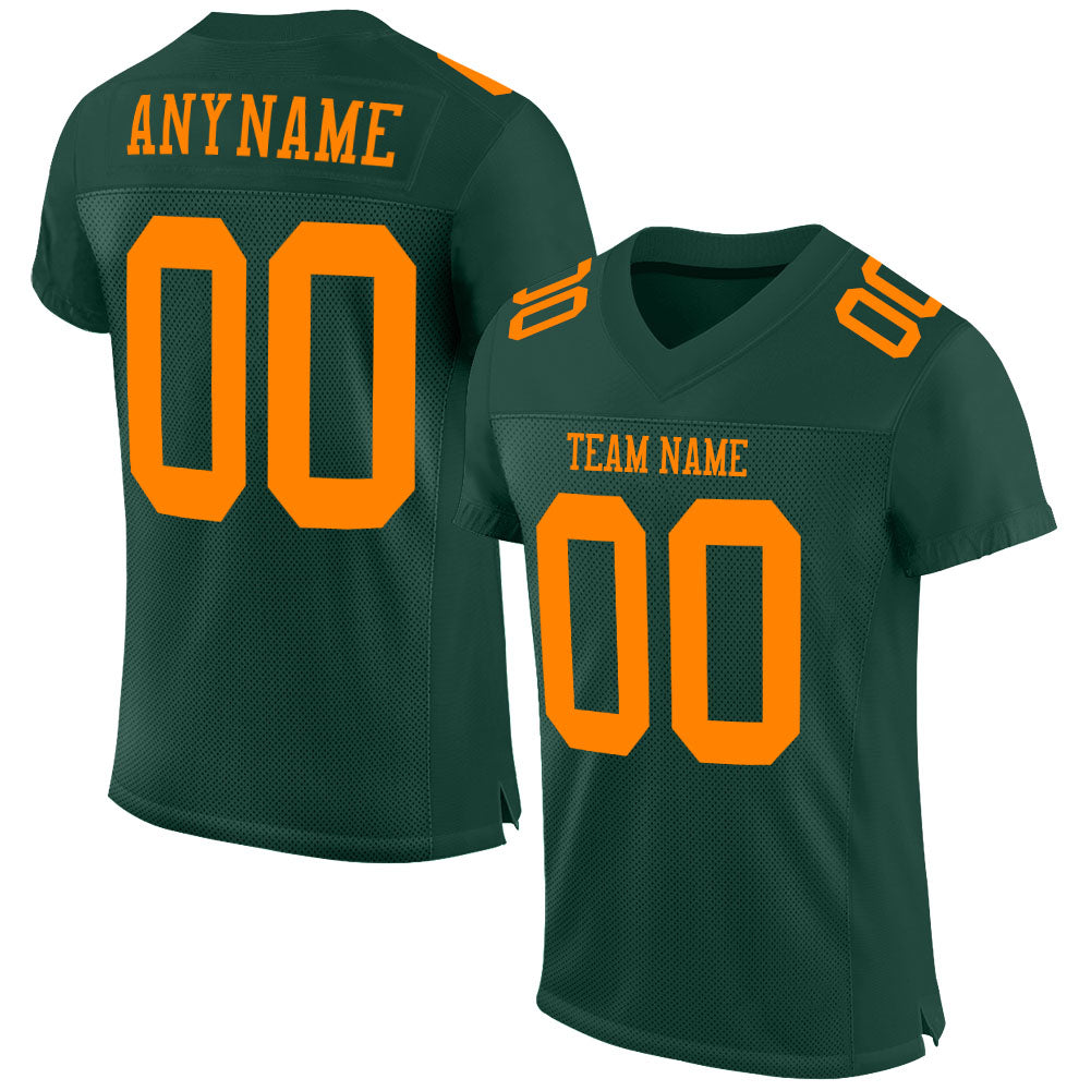 Custom Green Bay Orange Mesh Authentic Football Jersey