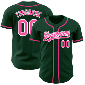 Custom Green Pink-White Authentic Baseball Jersey