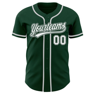 Custom Green White-Gray Authentic Baseball Jersey