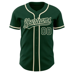 Custom Green Green-Cream Authentic Baseball Jersey