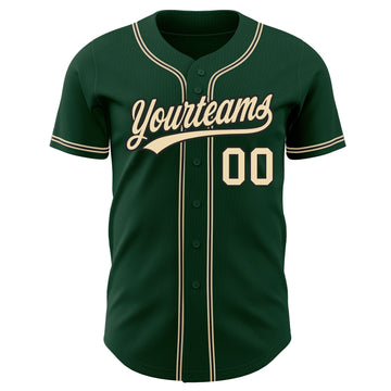 Custom Green City Cream-Black Authentic Baseball Jersey