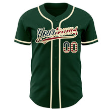 Load image into Gallery viewer, Custom Green Vintage USA Flag-Cream Authentic Baseball Jersey
