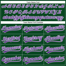 Load image into Gallery viewer, Custom Green White Pinstripe Purple Authentic Baseball Jersey
