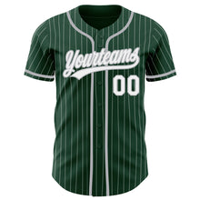 Load image into Gallery viewer, Custom Green White Pinstripe Gray Authentic Baseball Jersey
