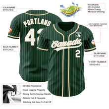 Load image into Gallery viewer, Custom Green White Pinstripe City Cream Authentic Baseball Jersey
