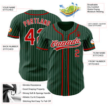 Load image into Gallery viewer, Custom Green White Pinstripe Red Authentic Baseball Jersey
