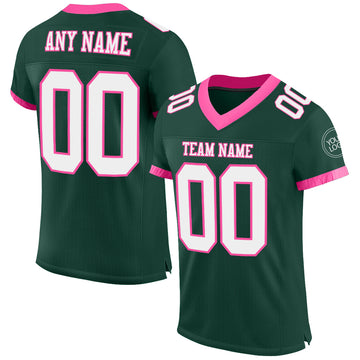 Custom Green White-Pink Mesh Authentic Football Jersey