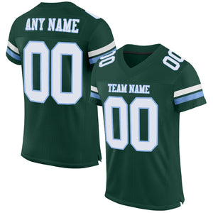 Custom Green White-Light Blue Mesh Authentic Football Jersey