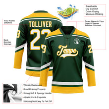 Load image into Gallery viewer, Custom Green White-Gold Hockey Lace Neck Jersey
