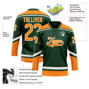 Custom Green Bay Orange-White Hockey Lace Neck Jersey