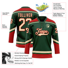 Load image into Gallery viewer, Custom Green City Cream-Red Hockey Lace Neck Jersey
