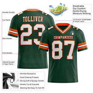 Custom Green White-Orange Mesh Authentic Football Jersey