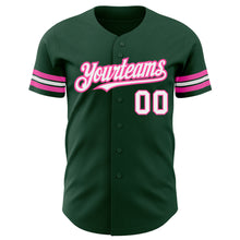 Load image into Gallery viewer, Custom Green White-Pink Authentic Baseball Jersey
