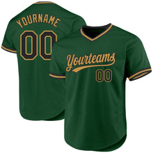 Load image into Gallery viewer, Custom Green Black-Old Gold Authentic Throwback Baseball Jersey
