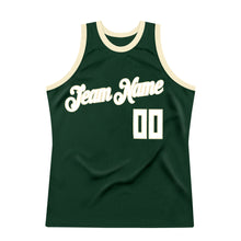 Load image into Gallery viewer, Custom Hunter Green White-Cream Authentic Throwback Basketball Jersey
