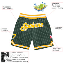 Load image into Gallery viewer, Custom Hunter Green White Pinstripe Gold-White Authentic Basketball Shorts
