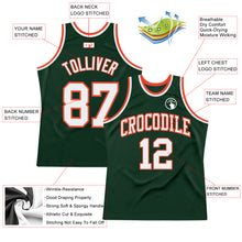 Load image into Gallery viewer, Custom Hunter Green White-Orange Authentic Throwback Basketball Jersey
