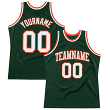 Load image into Gallery viewer, Custom Hunter Green White-Orange Authentic Throwback Basketball Jersey
