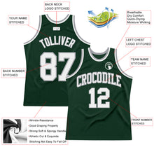 Load image into Gallery viewer, Custom Hunter Green White-Gray Authentic Throwback Basketball Jersey
