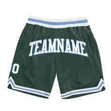 Load image into Gallery viewer, Custom Hunter Green White-Light Blue Authentic Throwback Basketball Shorts
