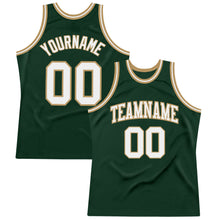 Load image into Gallery viewer, Custom Hunter Green White-Old Gold Authentic Throwback Basketball Jersey
