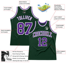 Load image into Gallery viewer, Custom Hunter Green Purple-White Authentic Throwback Basketball Jersey
