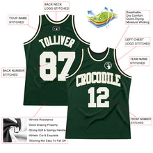 Load image into Gallery viewer, Custom Hunter Green White Cream-Black Authentic Throwback Basketball Jersey
