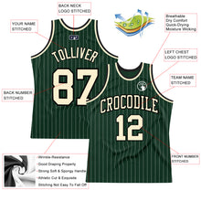 Load image into Gallery viewer, Custom Hunter Green White Pinstripe Cream-Black Authentic Basketball Jersey
