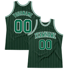 Load image into Gallery viewer, Custom Hunter Green White Pinstripe Kelly Green Authentic Basketball Jersey
